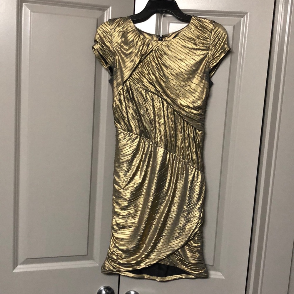 Gianni Bini XS metallic gold and black dress